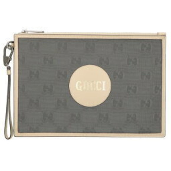 Gucci GG Off Grid Nylon Leather Clutch Bag Gray - Picture 1 of 3